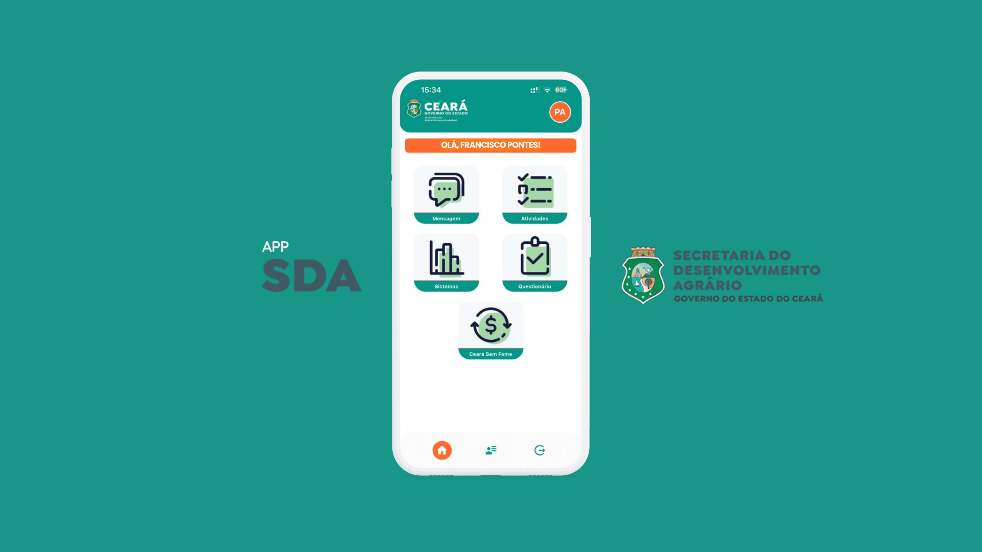 Aplicativo SDA Ceará em uso